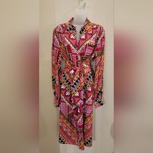 Trina Turk Multicolor Geometric Long Sleeve Dress